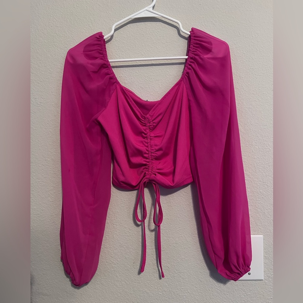 Pink Long Sleeved Crop Top